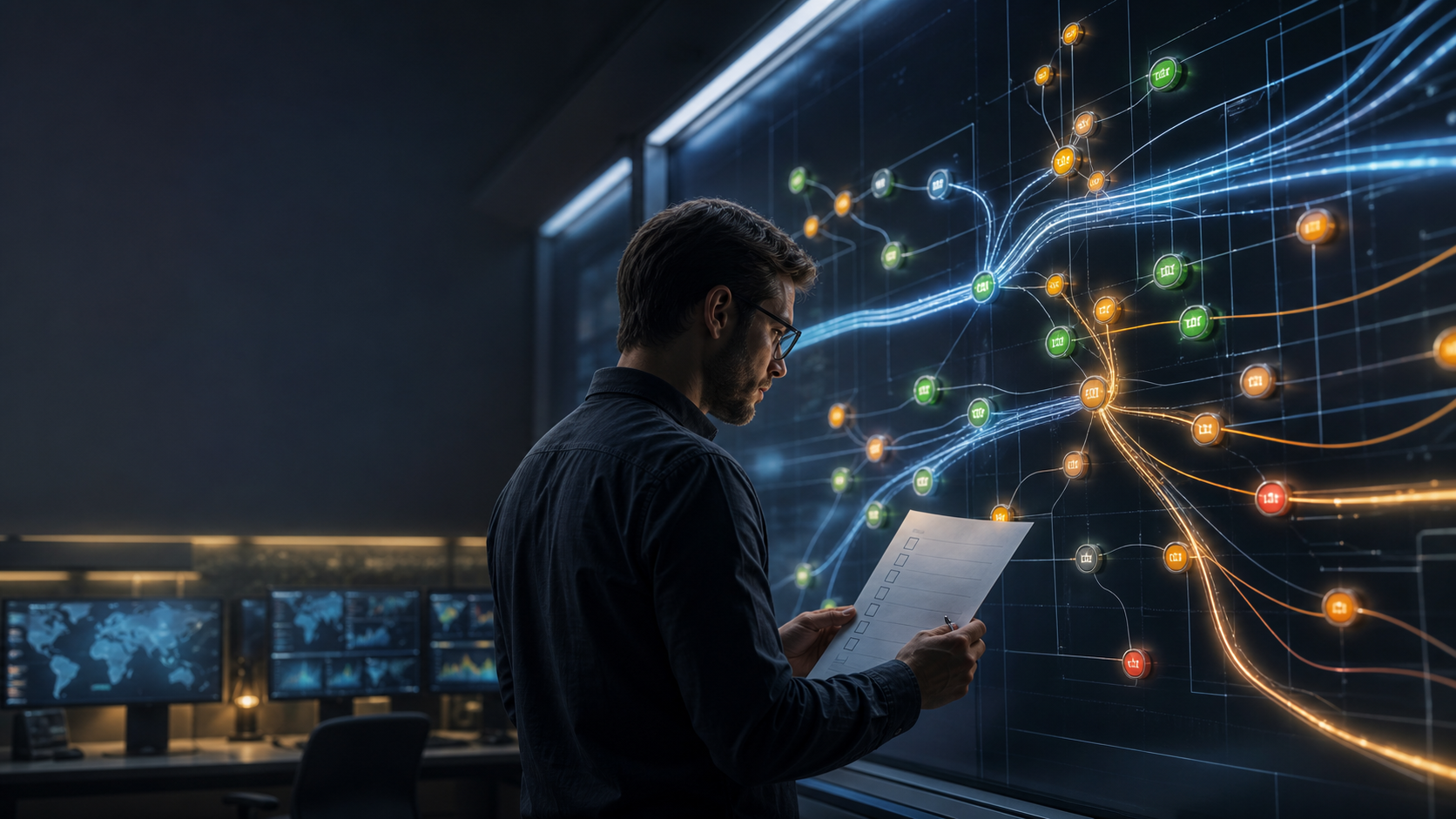工程师在复杂任务流中审核 AI Agent 的执行结果