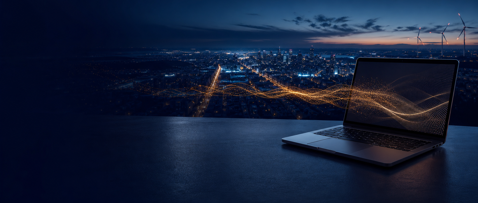 Laptop, city grid and low-energy intelligence